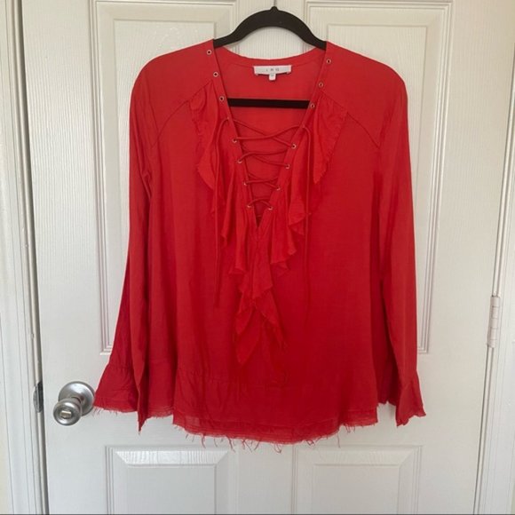 IRO Finley Red Blouse - Size EU 42/US 10 - Picture 2 of 7